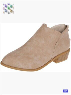 V Cut Chunky Heel Ankle Booties Casual Dress Low Heeled Women's Boots